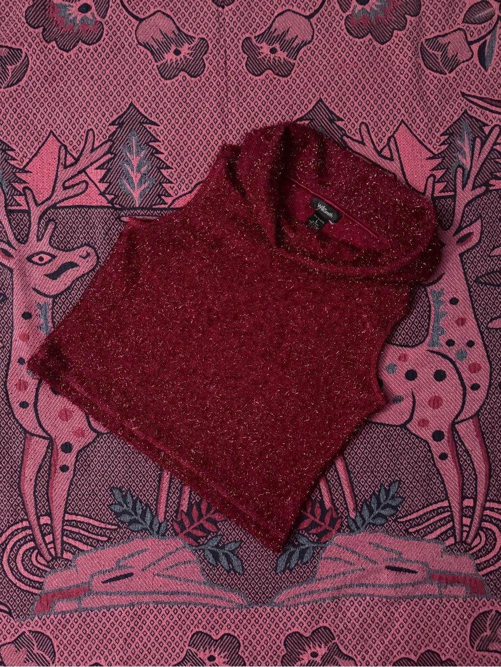Willi Smith Burgundy Metallic Cowl Neck Sleeveless Tank